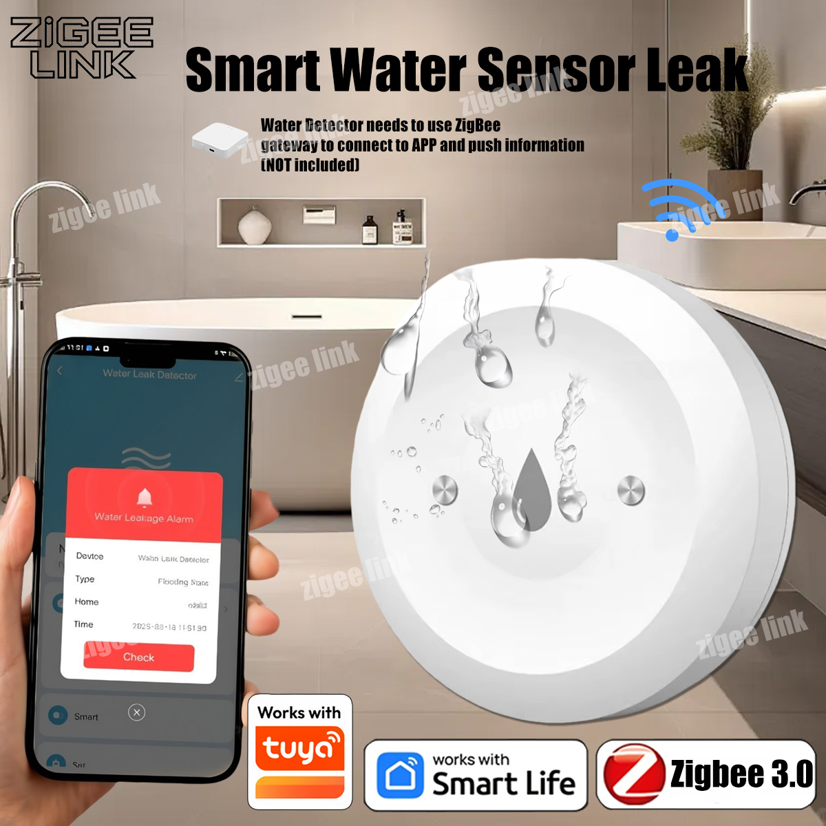 Kitchen Appliances Video - เซ็นเซอร์ตรวจจับน้ำรั่วอัจฉริยะสำหรับ Tuya ZigBee 3.0 เซ็นเซอร์แจ้งเตือนน้ำรั่วไหล แอปควบคุมระยะไกล