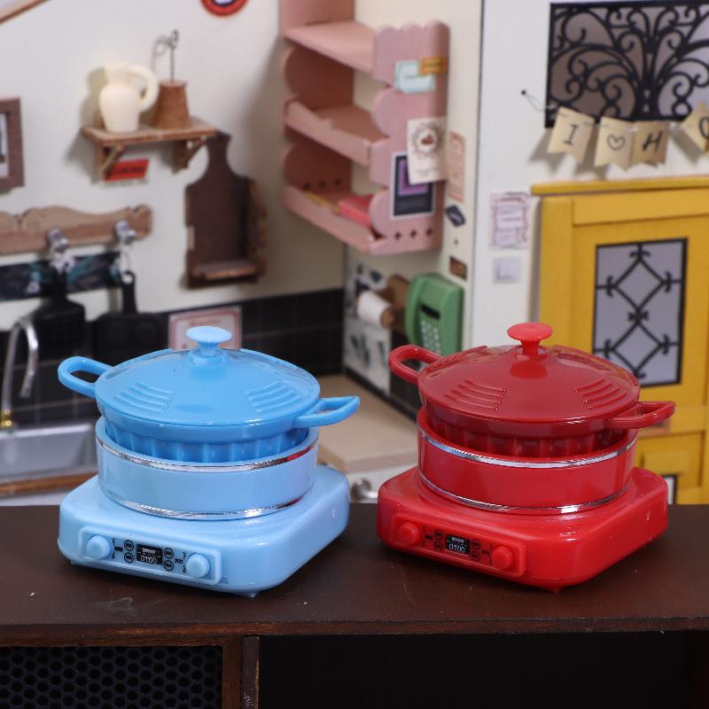 Kitchen Appliances In - โมเดลเครื่องใช้ไฟฟ้าขนาดเล็กสำหรับบ้านตุ๊กตา หม้อแม่เหล็กไฟฟ้าขนาดจิ๋ว อุปกรณ์ประกอบฉากถ่ายภาพ