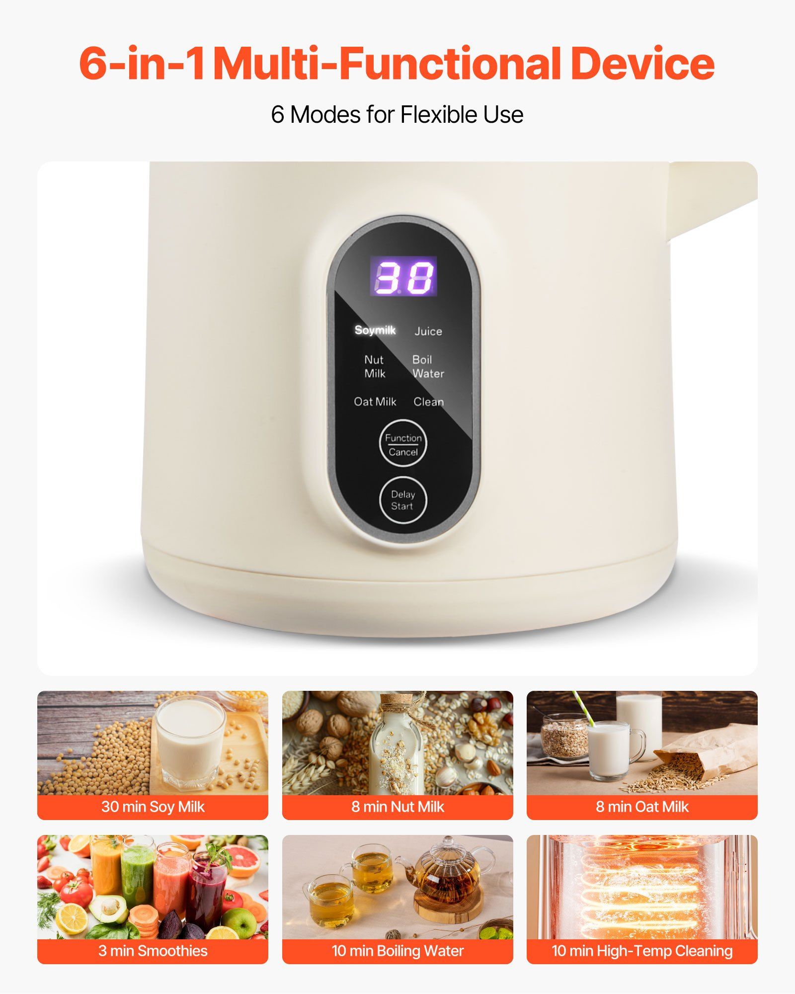 เครื่องทำนมธัญพืช 6-in-1 ขนาด  - Soy Milk Maker บทวิจารณ์และราคา